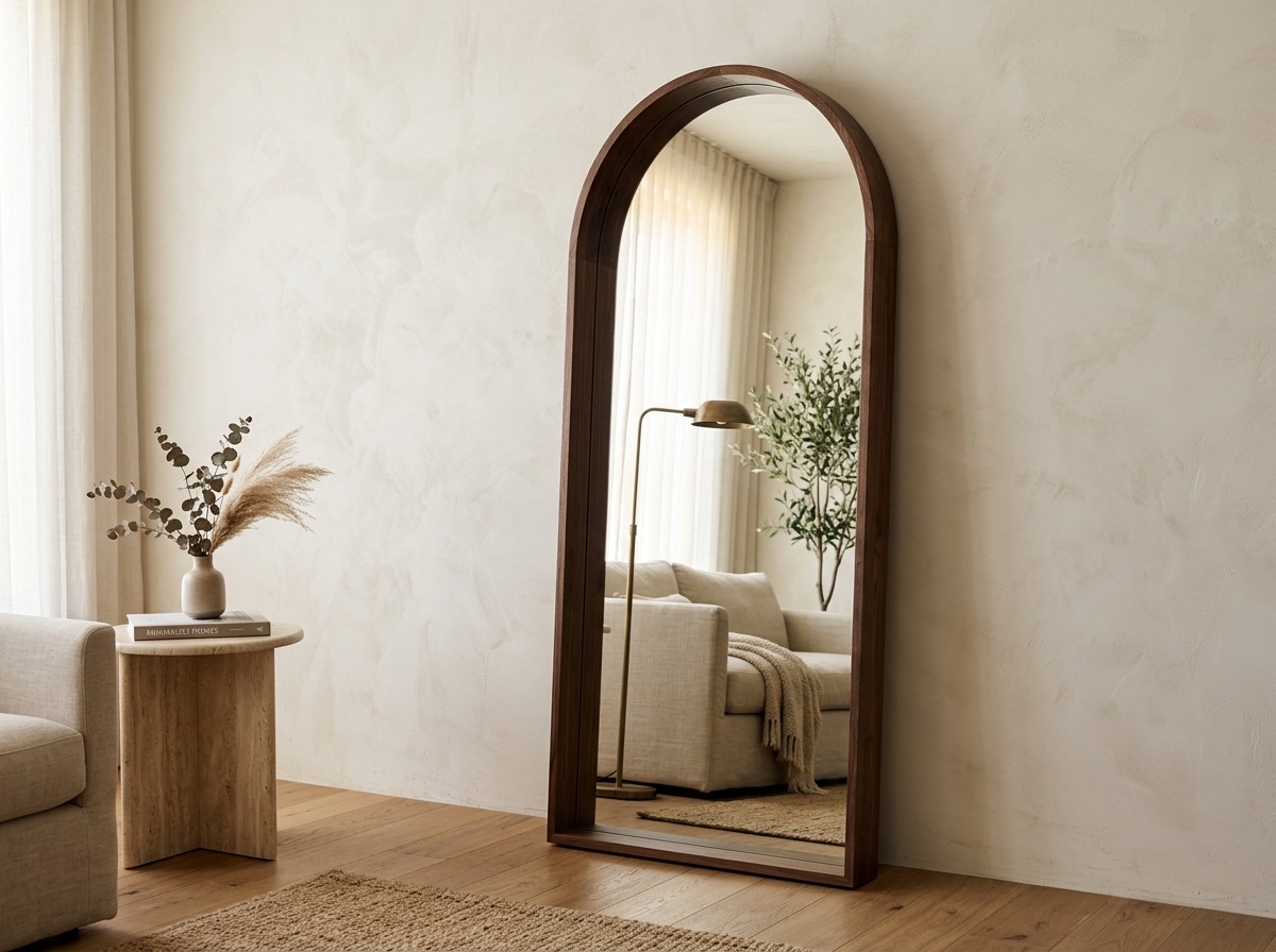The Archway Walnut Floor Mirror